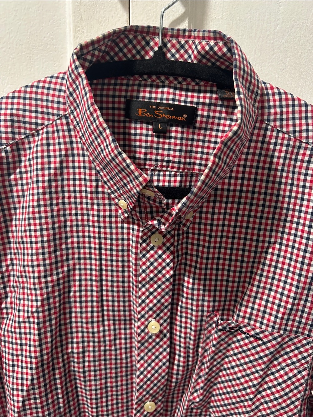 Ben Sherman Red, White & Navy Gingham Button-Down Shirt